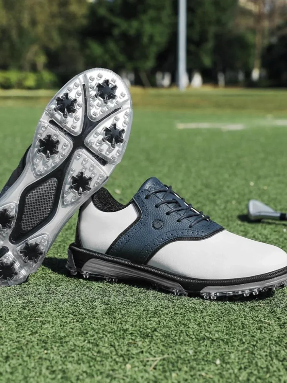 Men's Blue Golf Shoes Traditions Fixed Nail less Sole Waterproof Spineless
